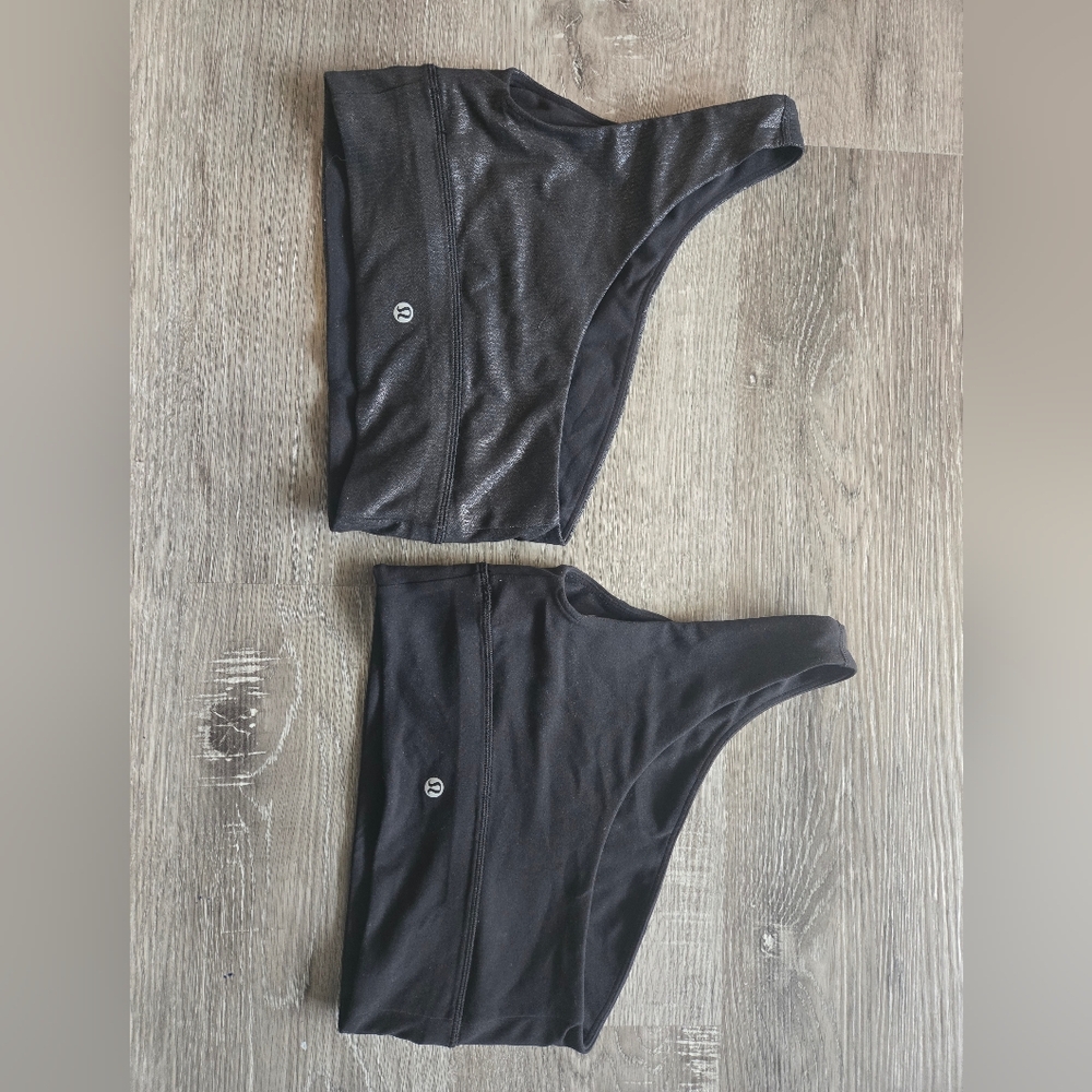 Two Lululemon one-shoulder sports bras, size 4